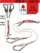 Assorbitore di energia con 2 cordini e 2 ganci